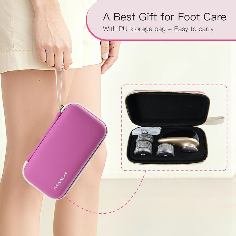 APRELM Rechargeable Electric Foot Callus Remover with 3-Sizes 120Pcs Sandpapers, Professional 1000RPM Electric Foot File with Organizer, Pedicure Tools Gifts for Women Men (E5 Black-Gold) - Image 3
